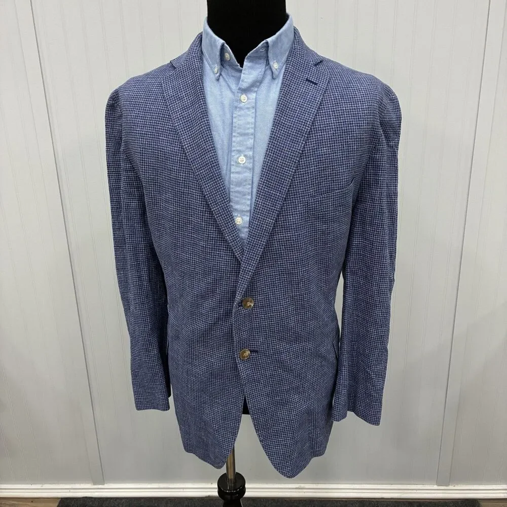Jos A Bank 1905 Brrr Comfort Blazer 54R Blue Cotton Linen Sport Coat 54 Regular